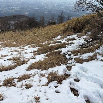 鍋割山山頂の残雪