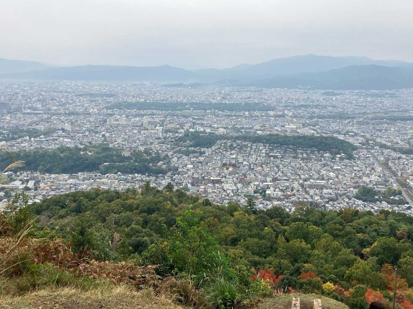 御所の奥には二条城。小さく見えますね