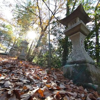 はい、本題の山歩。
上真木大神社の駐車場から、階段落ち葉道の参道をのぼっていきます。
大月駅からバスで来ることもできます。