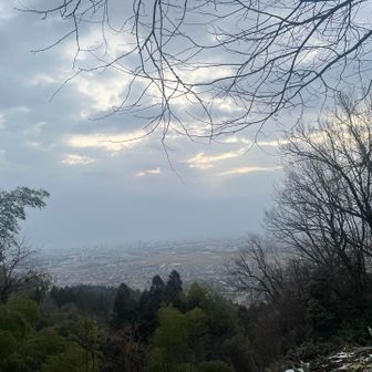 のぞみの丘から微かに剱岳