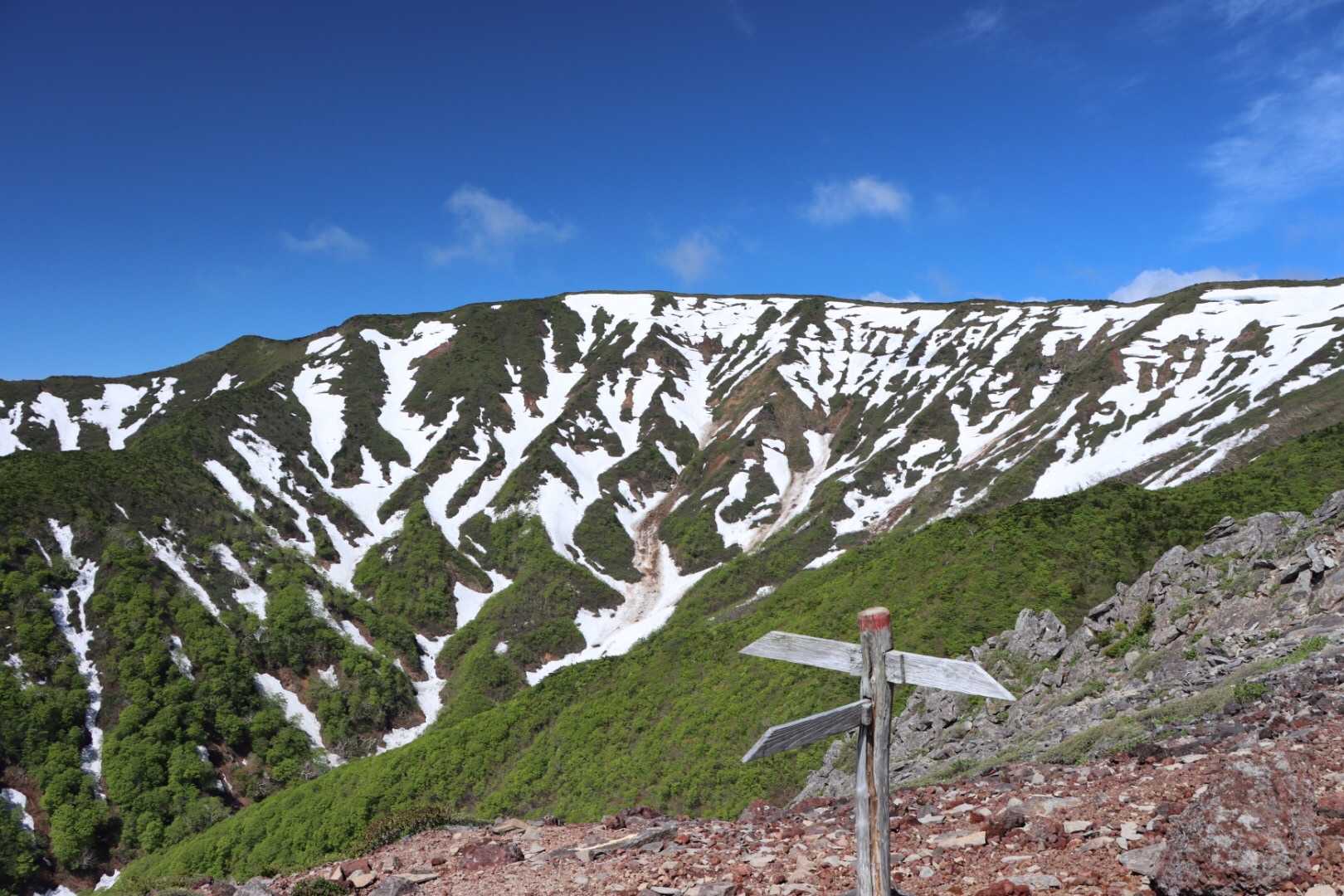 白石女子校小屋跡-不忘山-南屏風岳-水引入道 縦走コースの写真