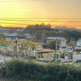 沈む夕日が眩しくて目を開けてられない😖☀️