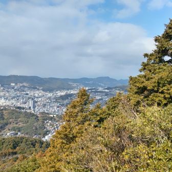 眺望岩に移動した。
岩屋山を確かめる。
右側にあります。