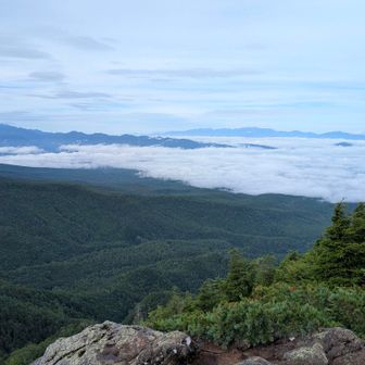 稜線に出ると、すそ野は雲の下
眼下に雲　いいですね！！