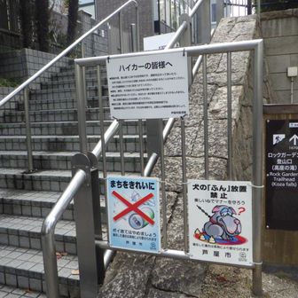 まずはこの階段を登ります。ハイカーへの注意書きがあります。一読して進みましょう。注意書きはちょこちょこ出てきます。ということは困っている人たちが多いということのようなのでマナーを守りましょう。