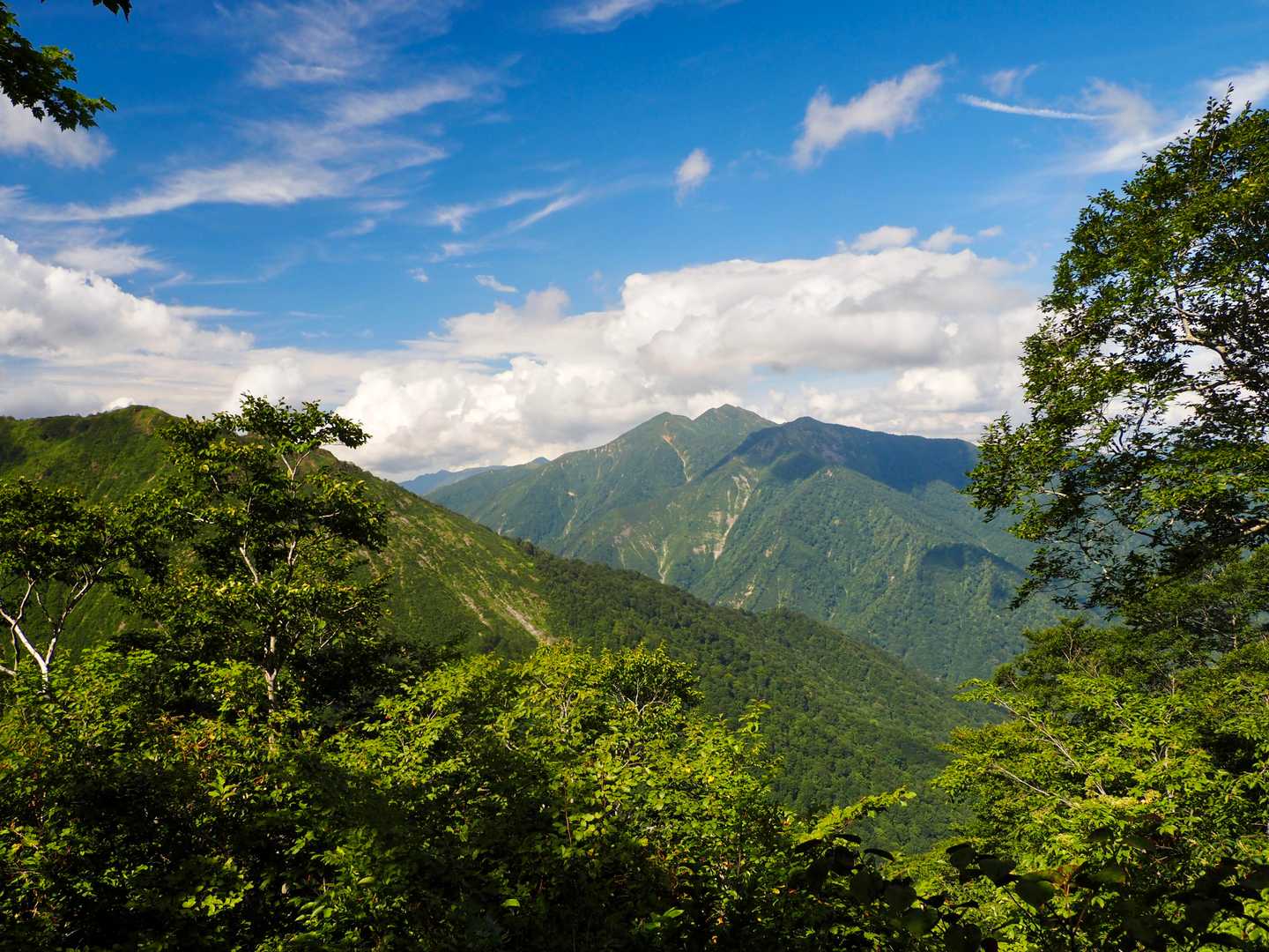 晴天☀️
（中央左から）笠ヶ岳、烏帽子岳、白毛門