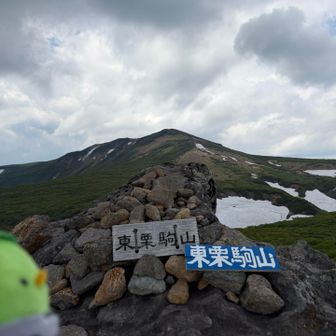 カッパちゃん、東栗駒山頂だよ！
あれれ、天気がどんどん悪くなるね？？