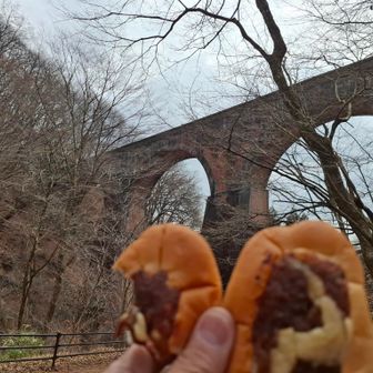 ここで、軽くランチ☀️🍴パン並べてめがね橋パン(笑)