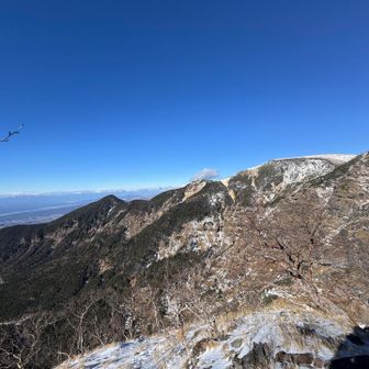 硫黄岳にも雪あらへん