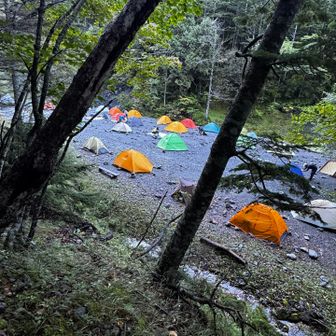 長衛小屋でテント泊…そんなに多くない、昨日の天気だしな