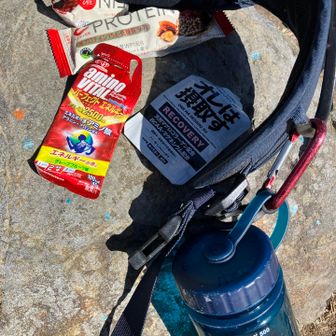 朝はヨーグルトとプロテインオートミール卵蒸しパン、登る前にバナナ
行動食とEAAで900kcal
先週の倍食べたら動けた気がする