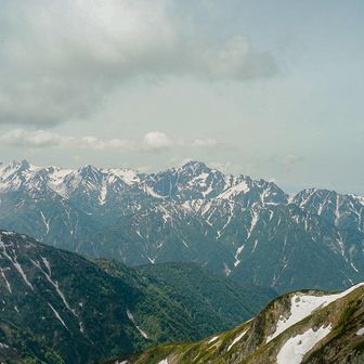 唐松頂上山荘の裏までやってくると、後ろ立山の絶景。
