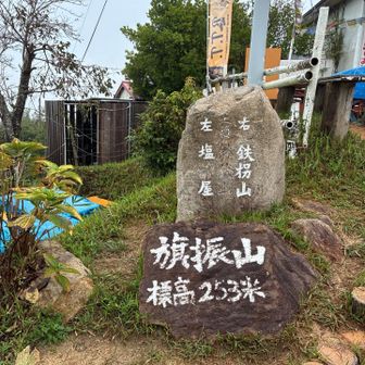 しかし旗振山に到着後に雨が強くなりました。レインポンチョを着用。