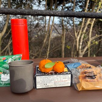 東屋使えないのでベンチで
コーヒータイム☕️