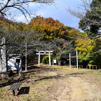 北城（鳥居側）と南城（手前）の間の鞍部（？） 