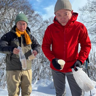 コーヒー待ちの輩
マムート アルパインガイド装着の板垣さん（右）
