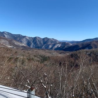 エコーライン、夜泣峠手前から
向こうに見えるのは浅間山　かな～