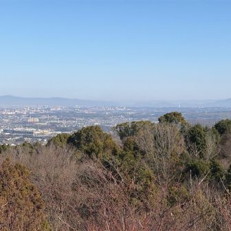神於山山頂展望台からの景色②
和泉市方面を見ると右にPLの塔や二上山が見えます。
