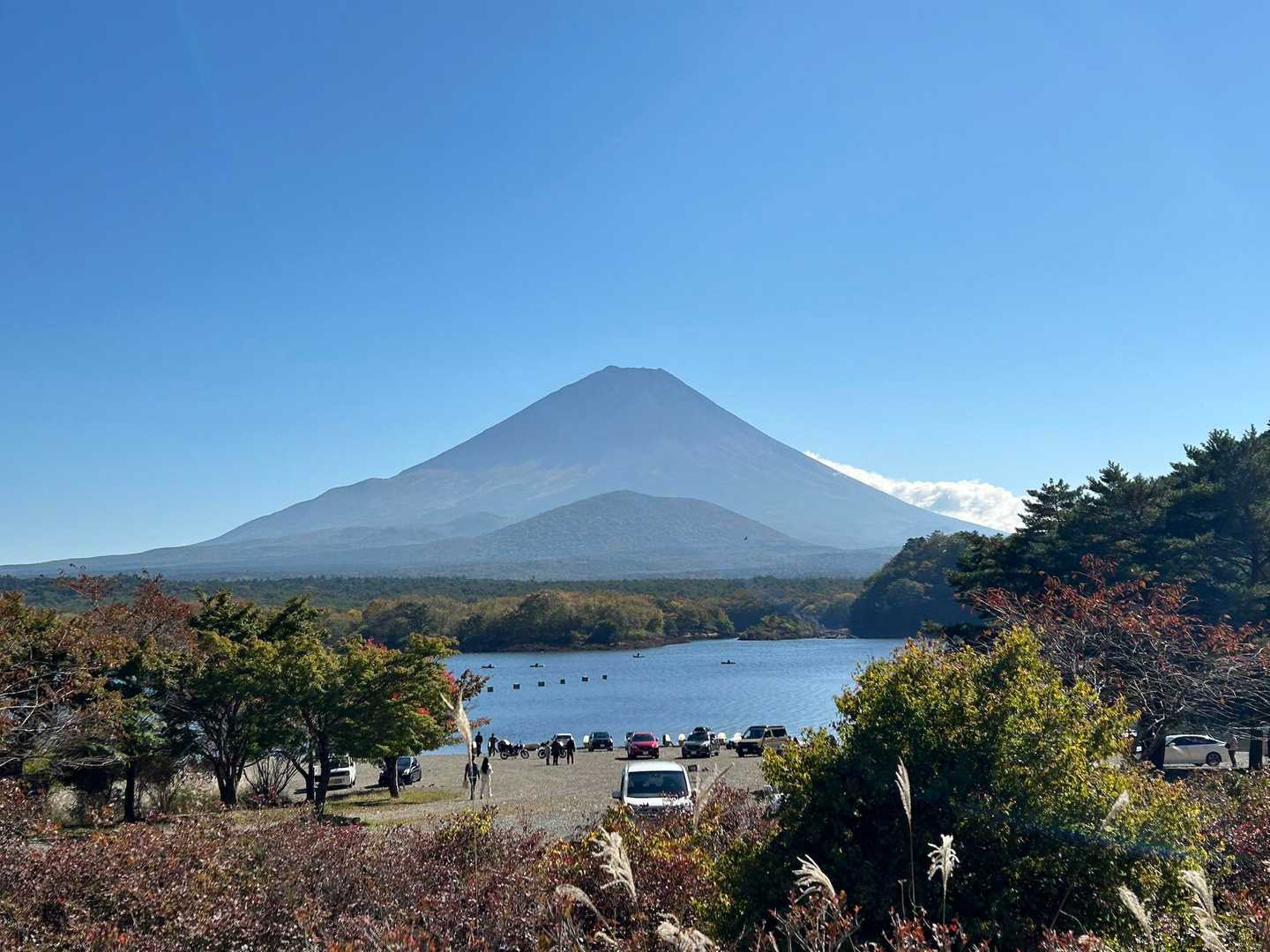 パノラマ台 | 富士山と樹海にそびえる側火山・大室山を間近に望む精進湖の展望台の写真