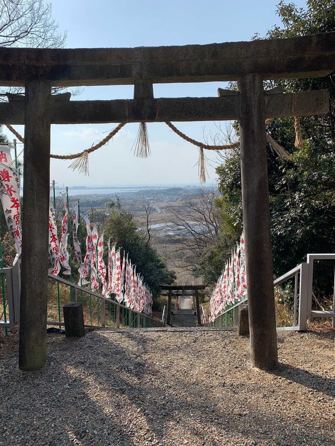 鳥居かの景色もいいね　登って来れたのね💦