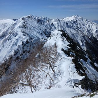 振り返ると、檜尾岳と熊沢岳。