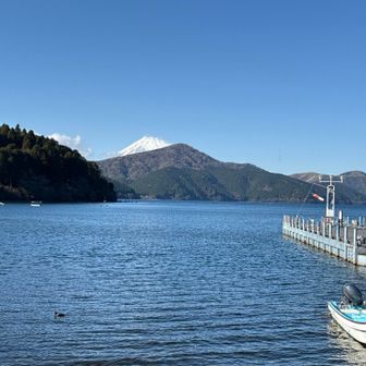 ゴールの芦ノ湖に到着