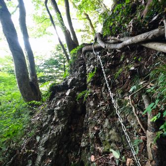 鎖に頼らず、足場優先で登った方が歩きやすいです。