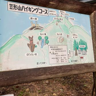 笠形神社手前の案内板。
今回は神社コースをピストンで登ります。
ここまでほぼ舗装路でした。