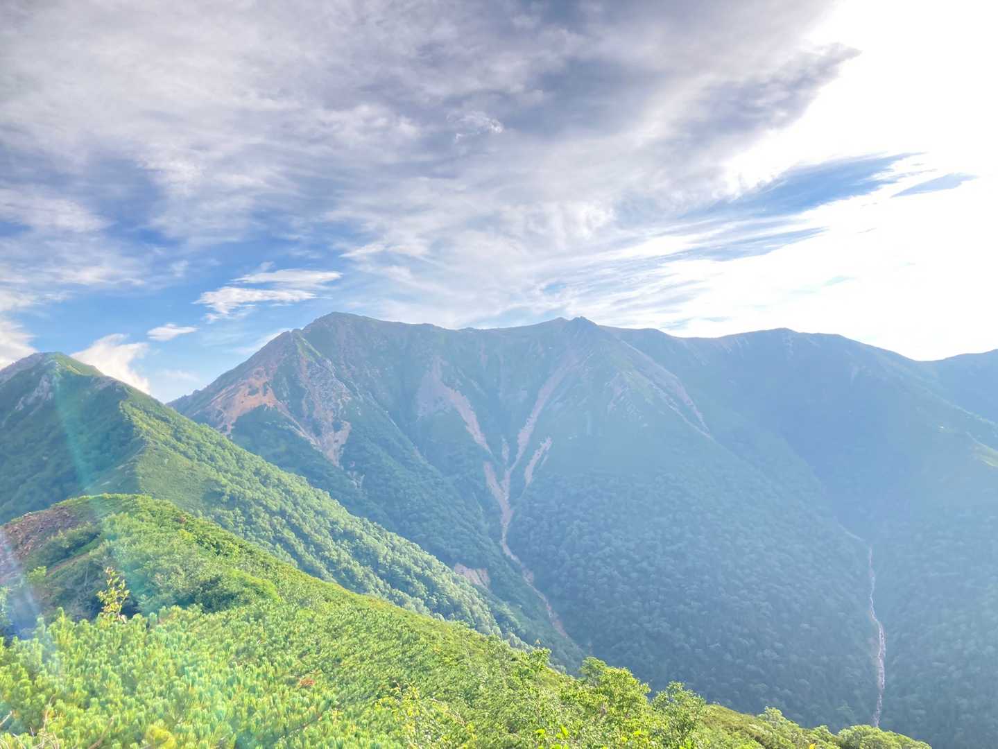 正面には北アルプスの山々。