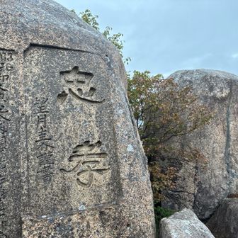 岩を登ると