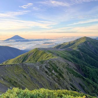 蝙蝠尾根と富士山😍😍
ちょっと露出を上げてみたら絵みたいになった
（編集はしてない）
