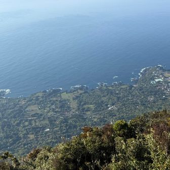 下界の集落から見上げていた山頂、今日は逆に見下ろしております😎
