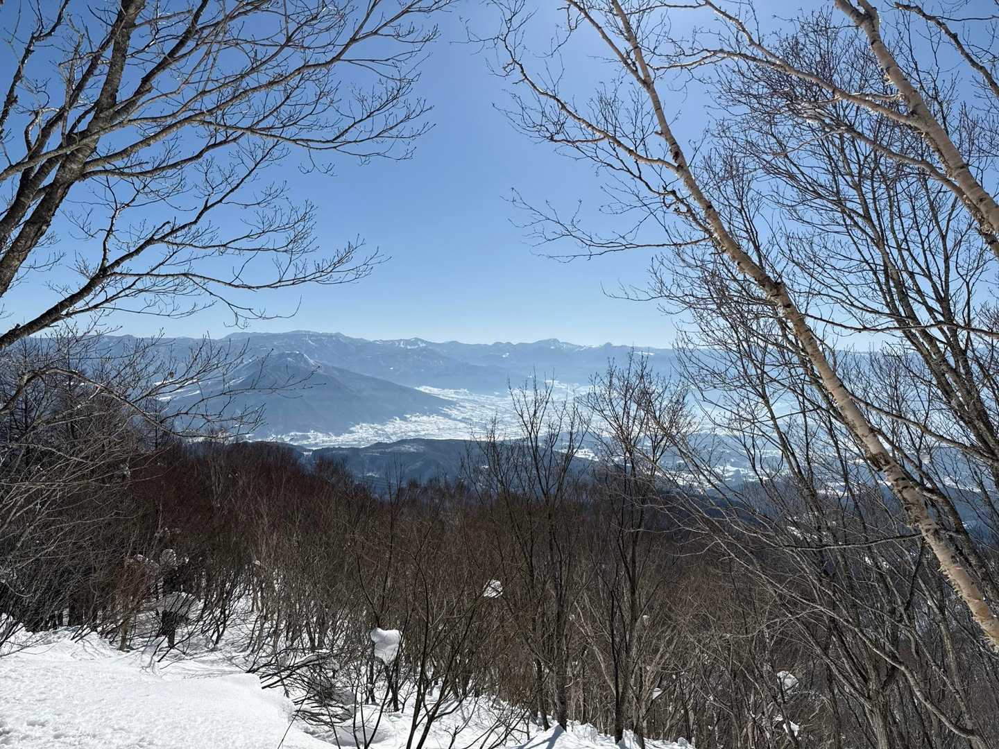 振り返ると、高杜山、雲海で有名な竜王山、横手山、草津白根山などが眺められる✨

竜王山の、竜王山→焼額山→竜王山→小丸山の、竜王越えスキーツアーっていうのがあるみたくて、いつかやってみたいな⛷