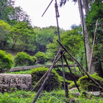 林道を歩いて40分少々で高根城公園に
ここから山の中へ