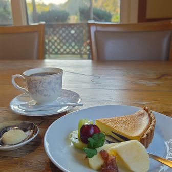 電車待ちにカフェ歩絵夢へ。チーズケーキうまし。
