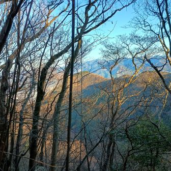 中央手前には番駄ヶ森、奥には明神ヶ森が見える。