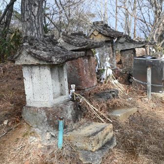 展望台には祠が並んでいる。