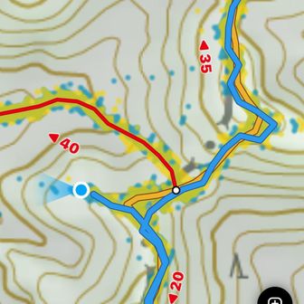 と
言うてると　物凄い道迷いしてて😶
やはり
下山では　要注意ねと…
このまま
赤線🟥へと　下りてしまうと　遭難します
低山舐めたら　痛い🤕目にあう