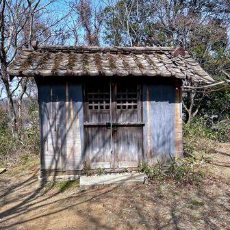 何処から登るんだろう？
悩みながら神社の脇を抜け、ほんの少しだけ藪漕ぎして登頂。
殿上山の山頂です。