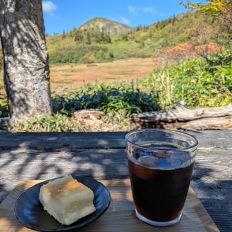 ケーキセット！1000円、やす！チャイやハイビスカスティーもあります。申し訳ないけど、高谷池ヒュッテの圧勝だなぁ。