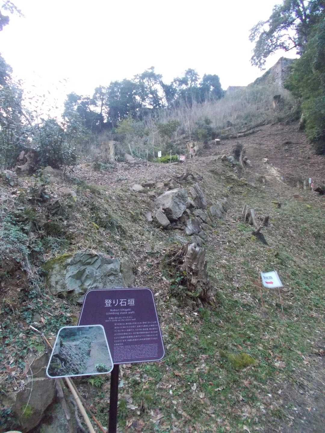 全国的にも珍しい登り石垣