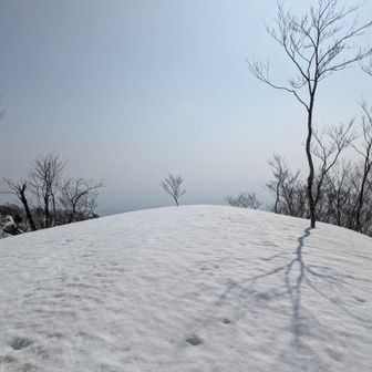 山頂到着
風はなくて天気は良いが、景色は霞んで楽しみにしていた飯豊も見えず