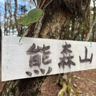 手書きの山頂看板　帰りの熊森山で撮影