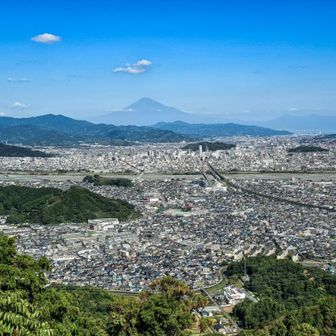 朝鮮岩から見下ろす静岡市の街並と
富士山🗻