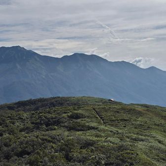 稜線からの白山と別山と三ノ峰