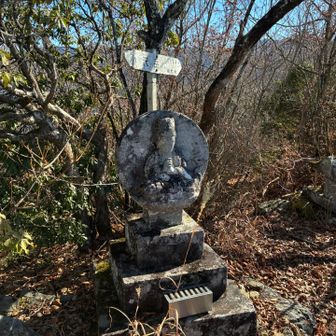 山頂に大日如来の石像が祀られてます。江戸時代造立。
