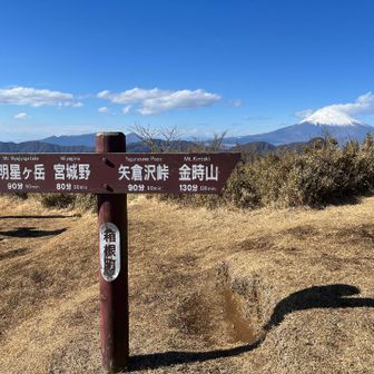 明神ヶ岳山頂は爆風でした。