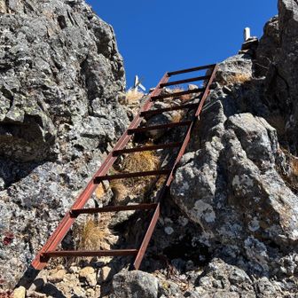 ハシゴ？登ったら山頂か？