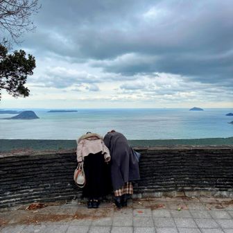 ひれふり展望台

曇天だけど海はいい色🩵✨


何か見えるの⁉️笑