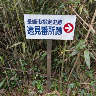 遠見番所跡の表示がありますが、ロープが張られて立入禁止⛔になっていましたのでそれ以上進みませんでした😣
そこが、遠見岳120mの山頂みたいです。
